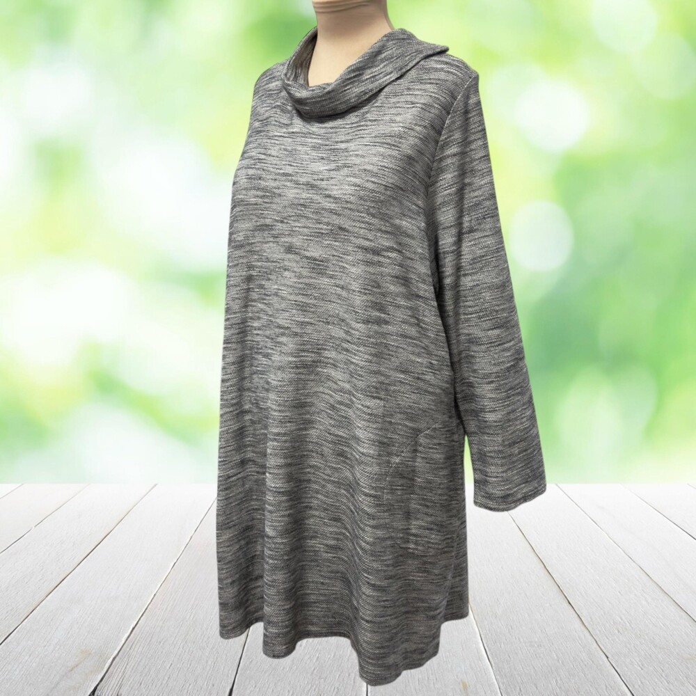 J JILL Pure Jill Tunic Dress Cotton French Terry Cowl Neck Lagenlook XL Petite